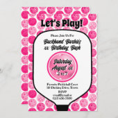 Pickleball Geburtstagsparty Pink White Foto Einladung (Vorne/Hinten)