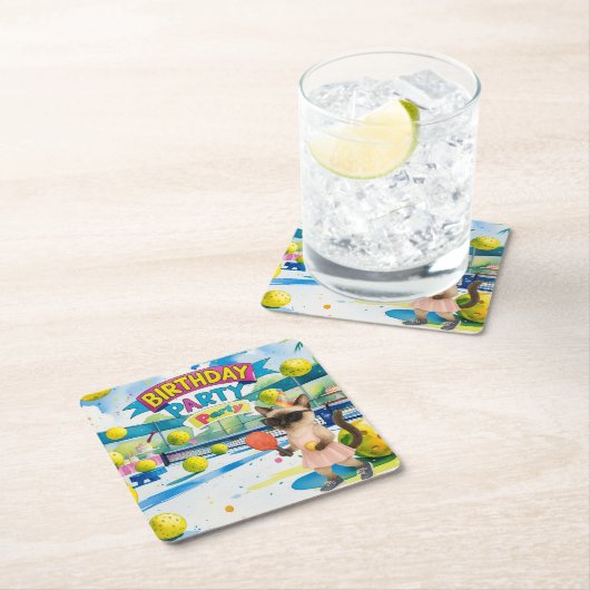 Pickleball Geburtstagsparty Rechteckiger Pappuntersetzer (Vor Ort)