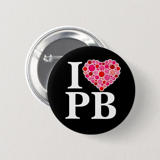 Pickleball gefüllt Herz rosa und rot I Herz PB Button (Vorne & Hinten)