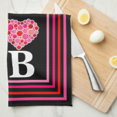 Pickleball gefüllt Herz rosa und rot I Herz PB Geschirrtuch (Viertel Falte)