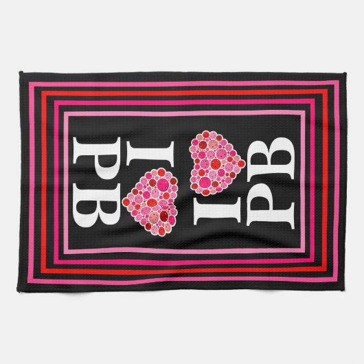 Pickleball gefüllt Herz rosa und rot I Herz PB Geschirrtuch (Horizontal)