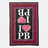 Pickleball gefüllt Herz rosa und rot I Herz PB Geschirrtuch (Vertikal)