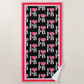 Pickleball gefüllt Herz rosa und rot I Herz PB Strandtuch (Vorderseite)