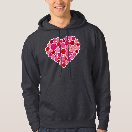Pickleball gefüllt Herzrosa und rote Liebe Hoodie (Vorderseite)