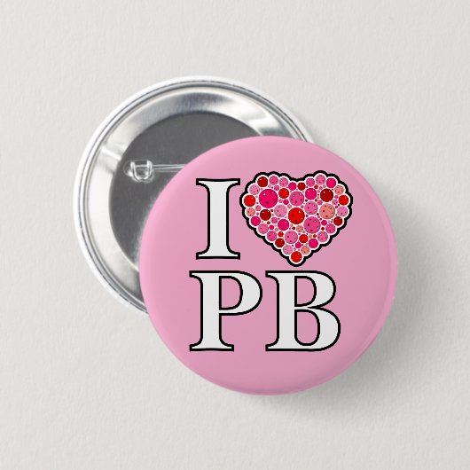 Pickleball gefüllt HerzRot und Rosa I Herz PB Button (Vorne & Hinten)