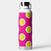 Pickleball Gelbe Pickleballs Polka Docks Hot Pink Trinkflasche (Rückseite)