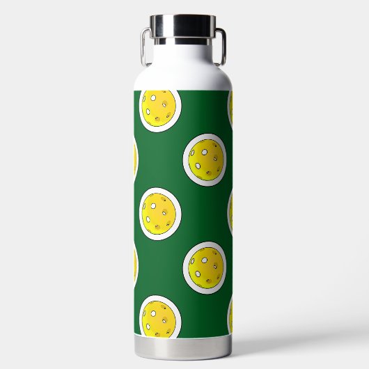 Pickleball Gelbe Pickleballs Polka Dots Green Trinkflasche (Vorderseite)