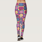 Pickleball - geometrisches Muster, lila und gelb. Leggings (Rückseite)
