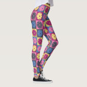 Pickleball - geometrisches Muster, lila und gelb. Leggings (Rechts)