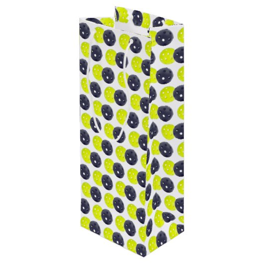 Pickleball-Geschenktasche Geschenktüte Für Weinflaschen (Rückseite Schrägansicht)