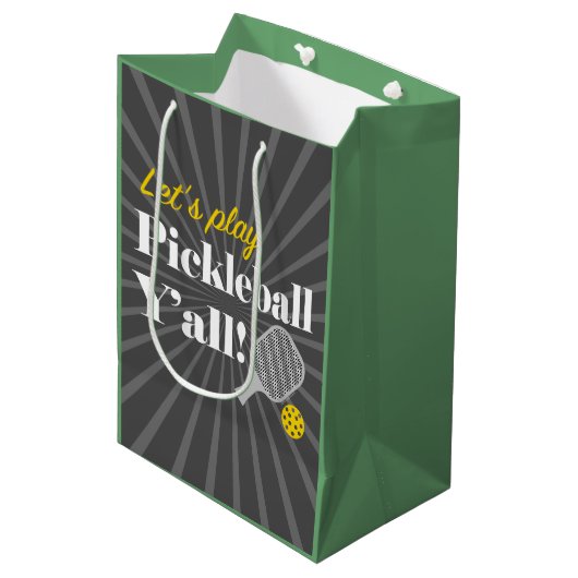Pickleball Gift Bag Let's Play Pickleball Party Mittlere Geschenktüte (Vorderseite Schrägansicht)