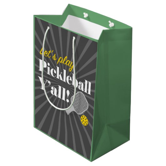 Pickleball Gift Bag Let's Play Pickleball Party Mittlere Geschenktüte (Rückseite Schrägansicht)