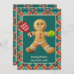 Pickleball Gingerbread Cheer Feiertagskarte