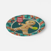 Pickleball Gingerbread Cheer Pappteller (Schrägansicht)