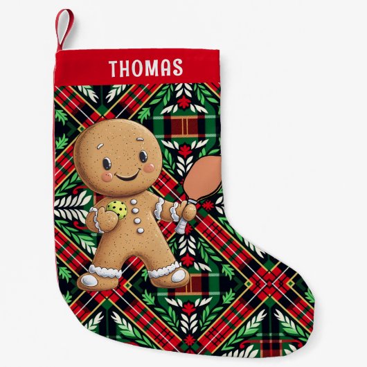 Pickleball 🎄 Gingerbread Paddle Power Kleiner Weihnachtsstrumpf (Vorderseite)