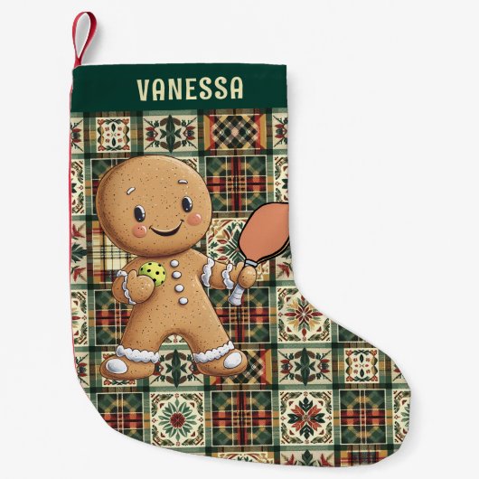 Pickleball 🎄 Gingerbread Paddle Power Kleiner Weihnachtsstrumpf (Vorderseite)