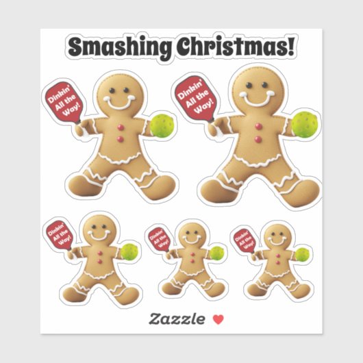 Pickleball Gingerbread Slam Aufkleber (Blatt)