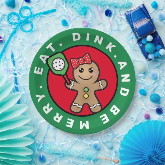 Pickleball Gingerbrett Mädchen-Sondertext  Pappteller (Party)