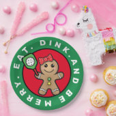 Pickleball Gingerbrett Mädchen-Sondertext Pappteller (Party)