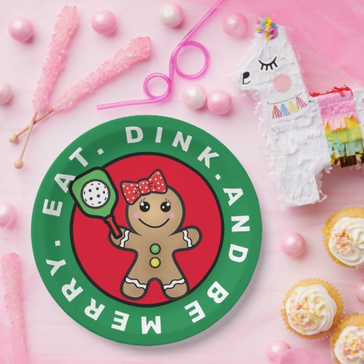 Pickleball Gingerbrett Mädchen-Sondertext  Pappteller (Party)