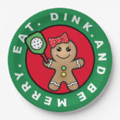 Pickleball Gingerbrett Mädchen-Sondertext  Pappteller (Vorderseite)