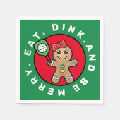 Pickleball Gingerbrett Mädchen-Sondertext Serviette (Vorderseite)