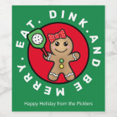 Pickleball Gingerbrett Mädchen-Sondertext Weinetikett (Einzelnes Label)