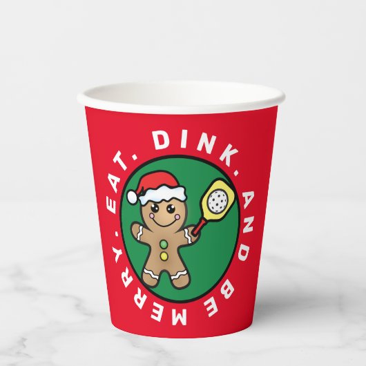 Pickleball Gingerbrot Junge Sondertext Paper Cup Pappbecher (Vorderseite)