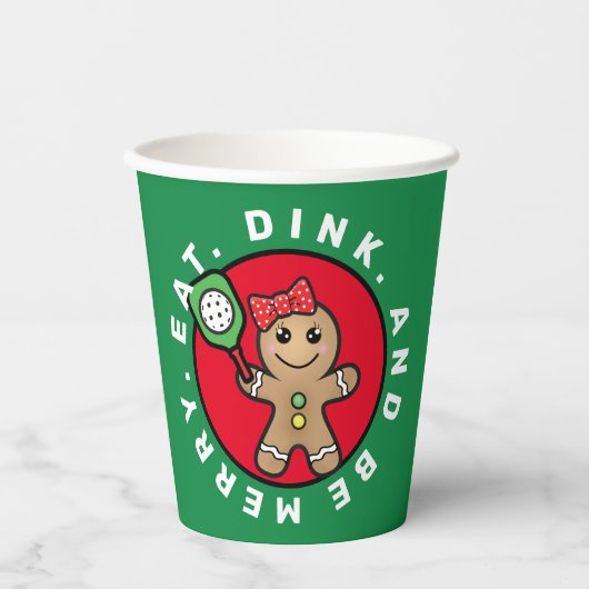 Pickleball Gingerbrot Mädchen Zollsatz Papier Cu Pappbecher (Vorderseite)