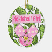 Pickleball Girl Pickles und Pickleballs Custom Cer Keramik Ornament (Links)