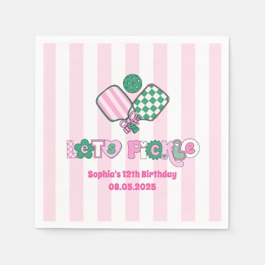 Pickleball Girls Geburtstag Serviette (Vorderseite)
