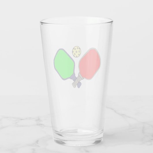 Pickleball Glas. Trinkglas Glas (Rückseite)
