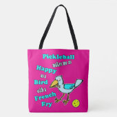 Pickleball Glücklicher Blauer Vogel Gelb und Rosa Tasche (Vorderseite)
