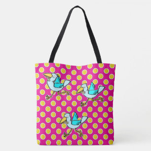 Pickleball Glücklicher Blauer Vogel Gelb und Rosa Tasche