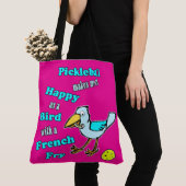 Pickleball Glücklicher Blauer Vogel Gelb und Rosa Tasche (Von Nahem)