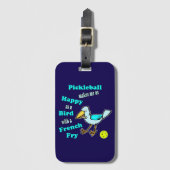 Pickleball Glücklicher Blauer Vogel Navy Blau und  Gepäckanhänger (Vorderseite Vertikal)