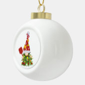 Pickleball Gnome Weihnachtsbaum Keramik Kugel-Ornament (Rechts)