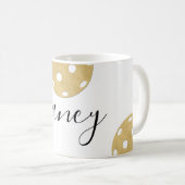 Pickleball Gold Chic Personalisiert Name Tasse (VorderseiteRechts)