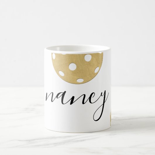Pickleball Gold Chic Personalisiert Name Tasse (Mittel)