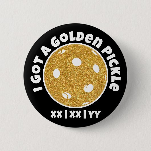 Pickleball Golden Pickle Gold Glitzer Black Button (Vorderseite)