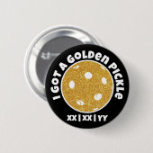 Pickleball Golden Pickle Gold Glitzer Black Button (Vorne & Hinten)