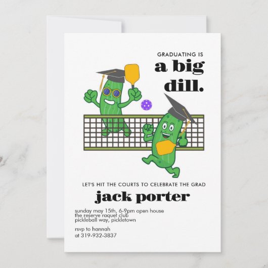 Pickleball Graduation Party Pickle Ball Open House Einladung (Vorderseite)