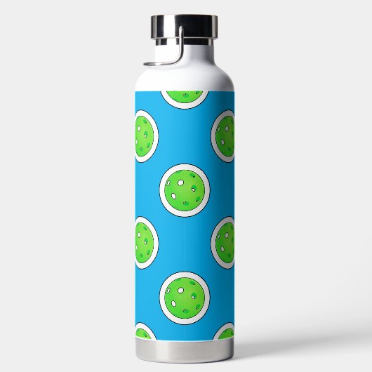 Pickleball Green Pickleballs Polka Dots Bale Blue Trinkflasche (Rechts)
