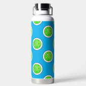 Pickleball Green Pickleballs Polka Dots Bale Blue Trinkflasche (Rückseite)