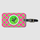 Pickleball Green Pickleballs Polka Dots Hot Pink Gepäckanhänger (Vorderseite (Horizontal))