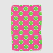 Pickleball Green Pickleballs Polka Dots Hot Pink Golfhandtuch (Vorderseite)