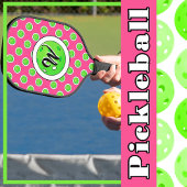 Pickleball Green Pickleballs Polka Dots Hot Pink Pickleball Schläger