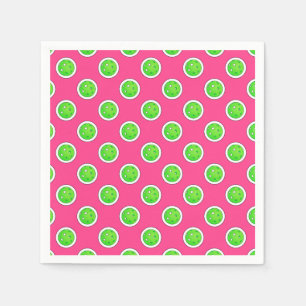 Pickleball Green Pickleballs Polka Dots Hot Pink Serviette