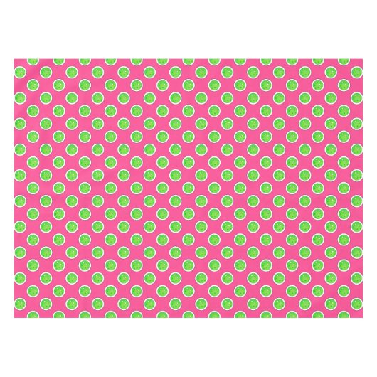 Pickleball Green Pickleballs Polka Dots Hot Pink Tischdecke (Vorderseite (Horizontal))