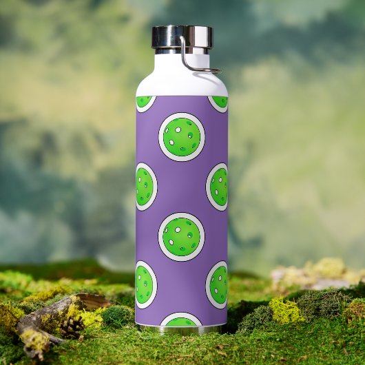 Pickleball Green Pickleballs Polka Dots Lavender Trinkflasche (Außenbereich)